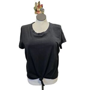 MADEWELL Women’s Black Short Sleeve Knot Hem Tee Shirt Size Medium Style #H9549